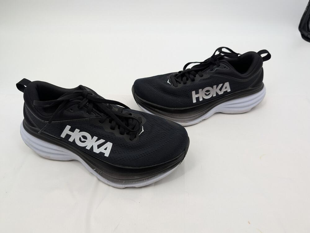 HOKA ONE ONE Bondi 8 Men 8 2E Wide Black White Running Outdoors Cross Country